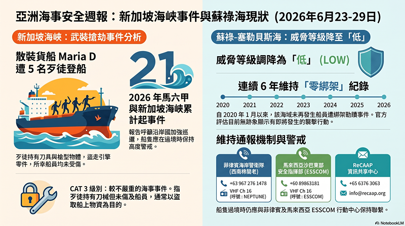 麻六甲海峽與新加坡海峽航行通報6/23~29